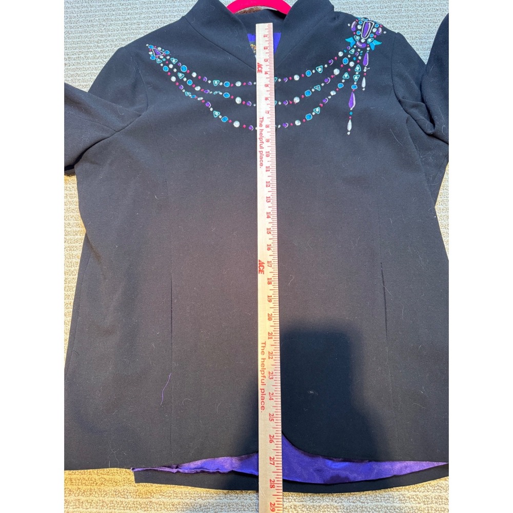 Bob Mackie Wearable Art Blazer Black Beaded Necklace Detail Purple Lining XL - Picture 10 of 10